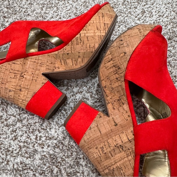 Carlos Santana Red Platform Sandals with Chunky Cork Heel size 11 - Picture 5 of 8